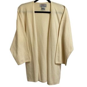Vintage Ballantine Boutique Cream Cashmere Open Front Cardigan Sweater Sz Medium